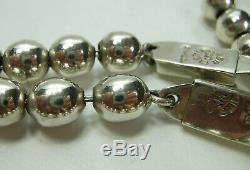 Paire Mexicaine Vintage Colliers D'argent Sterling 7mm Perles 30/33 Pouces 151 Grammes