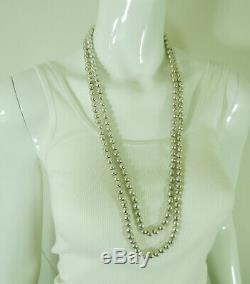 Paire Mexicaine Vintage Colliers D'argent Sterling 7mm Perles 30/33 Pouces 151 Grammes