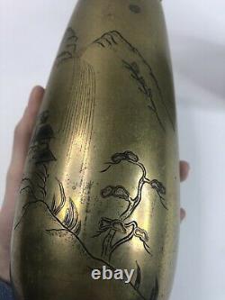 Paire Millésime/antique Vases Japonais En Bronze Mélangé Métal Avec Argent