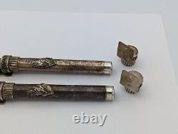 Paire Muzuzot Vintage Judaica Israélien Argent Sterling Par Netafim Mezuzah 8 Heavy