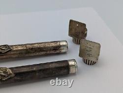 Paire Muzuzot Vintage Judaica Israélien Argent Sterling Par Netafim Mezuzah 8 Heavy