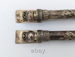 Paire Muzuzot Vintage Judaica Israélien Argent Sterling Par Netafim Mezuzah 8 Heavy