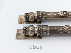 Paire Muzuzot Vintage Judaica Israélien Argent Sterling Par Netafim Mezuzah 8 Heavy