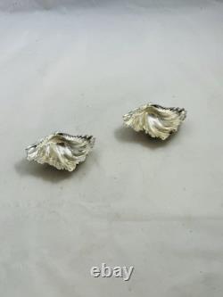 Paire Rétro Rare D'Ornements En Argent Christofle Coquilles D'Huitres, France