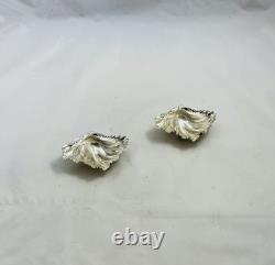 Paire Rétro Rare D'Ornements En Argent Christofle Coquilles D'Huitres, France