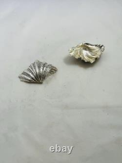 Paire Rétro Rare D'Ornements En Argent Christofle Coquilles D'Huitres, France
