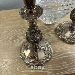 Paire VTG Sheffield Silver Co. Candelabre 3 Lumières Style Rococo Argent