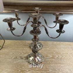 Paire VTG Sheffield Silver Co. Candelabre 3 Lumières Style Rococo Argent