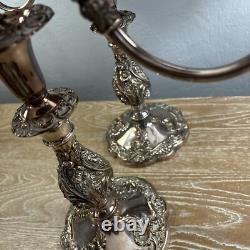 Paire VTG Sheffield Silver Co. Candelabre 3 Lumières Style Rococo Argent