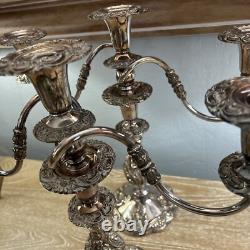 Paire VTG Sheffield Silver Co. Candelabre 3 Lumières Style Rococo Argent