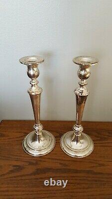 Paire Vintage 10 1/2 Fisher Sterling Silver Weighted Candlesticks #395 Pondérés