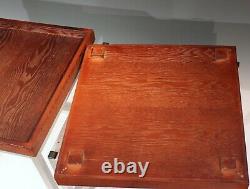 Paire Vintage Aluminium Walnut MID Century Modern MCM Side Tray Tables