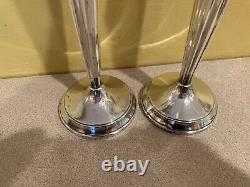 Paire Vintage Antique Sterling Silver Tall Candlesticks Candle Holders 11