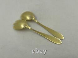 Paire Vintage Danoise Serveurs En Argent 925 Doré Avec Décoration En Émail, 86 grammes