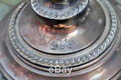 Paire Vintage De 3 Chandeliers Candélabres Large & Orné En Argent Plaqué