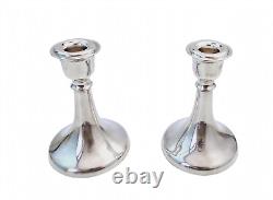 Paire Vintage De Bougeoirs Élégants En Argent Portugais 0.925 Aigle 300 Grammes
