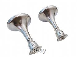 Paire Vintage De Bougeoirs Élégants En Argent Portugais 0.925 Aigle 300 Grammes