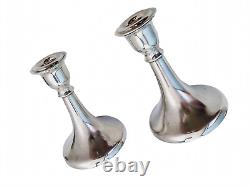 Paire Vintage De Bougeoirs Élégants En Argent Portugais 0.925 Aigle 300 Grammes