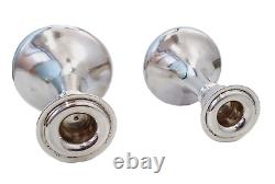 Paire Vintage De Bougeoirs Élégants En Argent Portugais 0.925 Aigle 300 Grammes