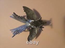 Paire Vintage De Coqs En Argent Massif Se Battant. Sculpture. Italienne