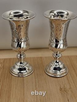 Paire Vintage De Coupes Kiddush En Argent Massif Fabriquées À La Main Étoile De David
