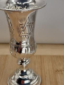 Paire Vintage De Coupes Kiddush En Argent Massif Fabriquées À La Main Étoile De David