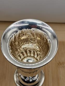 Paire Vintage De Coupes Kiddush En Argent Massif Fabriquées À La Main Étoile De David