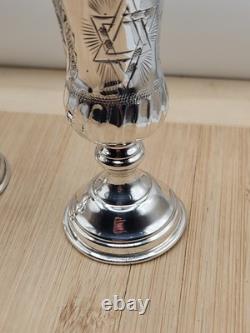 Paire Vintage De Coupes Kiddush En Argent Massif Fabriquées À La Main Étoile De David