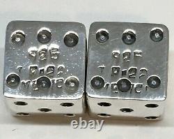 Paire Vintage De Solides 925 Sterling Silver Taxco 2 Cubes De Dés