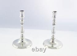 Paire Vintage De Tiffany & Co Solid Sterling Silver Candlestick Tapersticks 4.25