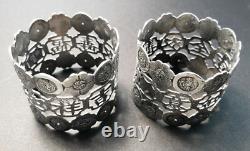 Paire Vintage Début 20ème Siècle Chinois Argent Napkin Rings