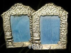 Paire Vintage Domaine Ornement Poinçonnés Anglais En Argent Sterling Cadres
