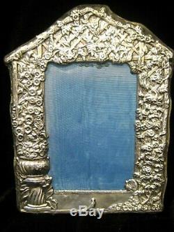 Paire Vintage Domaine Ornement Poinçonnés Anglais En Argent Sterling Cadres