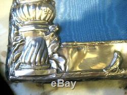 Paire Vintage Domaine Ornement Poinçonnés Anglais En Argent Sterling Cadres