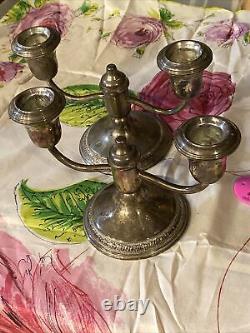 Paire Vintage Double Sterling Pesé 2 Candelabras Maker S Patina Originale