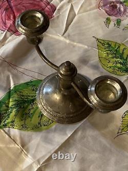 Paire Vintage Double Sterling Pesé 2 Candelabras Maker S Patina Originale