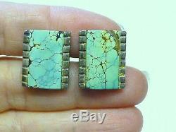 Paire Vintage James Reid Argent 925 Turquoise Cufflinks Santa Fe Nm