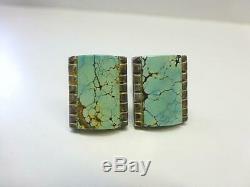 Paire Vintage James Reid Argent 925 Turquoise Cufflinks Santa Fe Nm