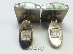 Paire Vintage James Reid Argent 925 Turquoise Cufflinks Santa Fe Nm