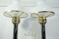 Paire Vintage Lustre & Colonne Chrome Néoclassique MID Century Modern Lampes De Table