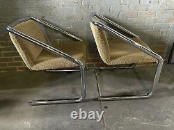 Paire Vintage MID Century Modern MCM Chrome Cantilever Tubular Chairs Canlever Can Ship
