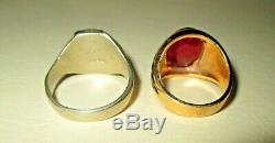 Paire Vintage Maçonniques Anneaux-10k & Mexique Argent Taille 10 & 13 Square & Compas-g