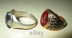 Paire Vintage Maçonniques Anneaux-10k & Mexique Argent Taille 10 & 13 Square & Compas-g