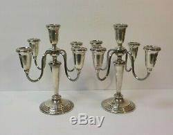 Paire Vintage Poole Sterling Silver 5-lite 10.5 Candelabra / Chandeliers