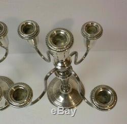 Paire Vintage Poole Sterling Silver 5-lite 10.5 Candelabra / Chandeliers