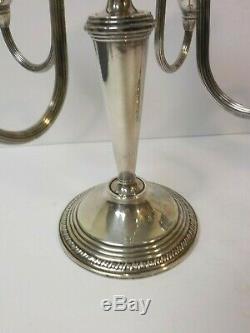 Paire Vintage Poole Sterling Silver 5-lite 10.5 Candelabra / Chandeliers