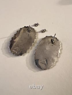 Paire Vintage de Boucles d'Oreilles Pendantes en Argent Sterling et Turquoise