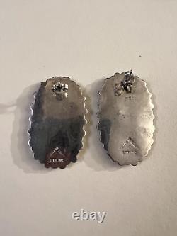 Paire Vintage de Boucles d'Oreilles Pendantes en Argent Sterling et Turquoise