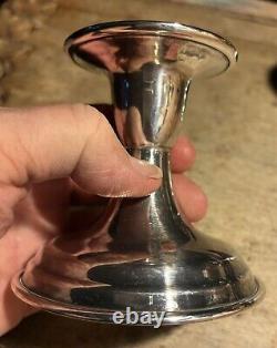 Paire Vintage de Bougeoirs en Argent Sterling & 999 Fins Fabriqués à la Main en Allemagne 330g
