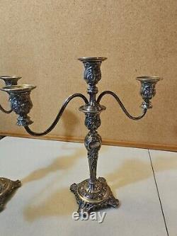Paire Vintage de Candélabres Convertibles en Argent Plaqué à 3 Lumières Wm Rogers & Son